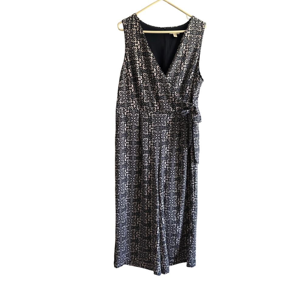 Cato Plus Size Navy Blue White Jumpsuit Size 14W Wedding Semi Formal Sleeveless